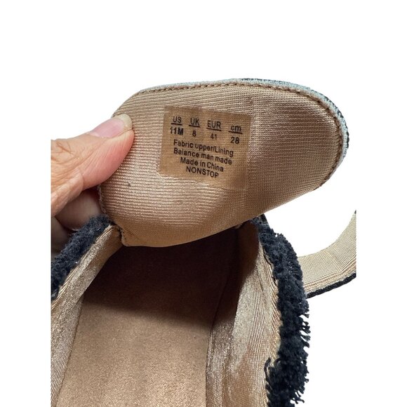 Life  Stride 11M  Distressed Look Fabric Canvas  Frayed Details Black Sneaker - Picture 12 of 12